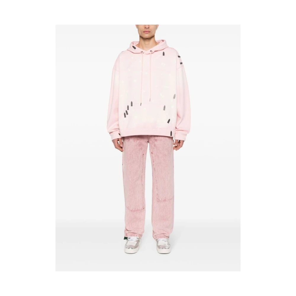 Who Decides War Roze Katoenen Sweatshirt met Logo Plaque Pink Heren