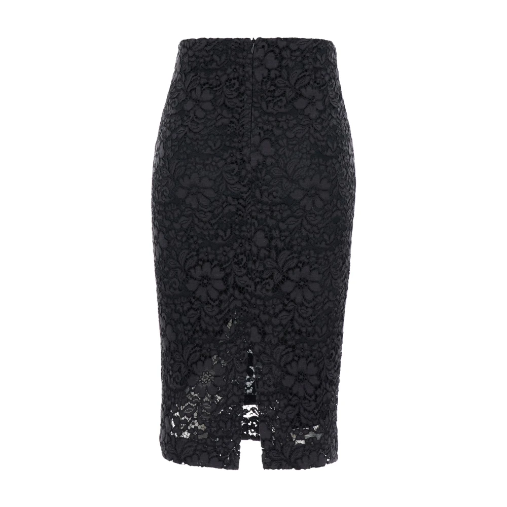 Plain Units Zwarte Kant Midi Rok Black Dames