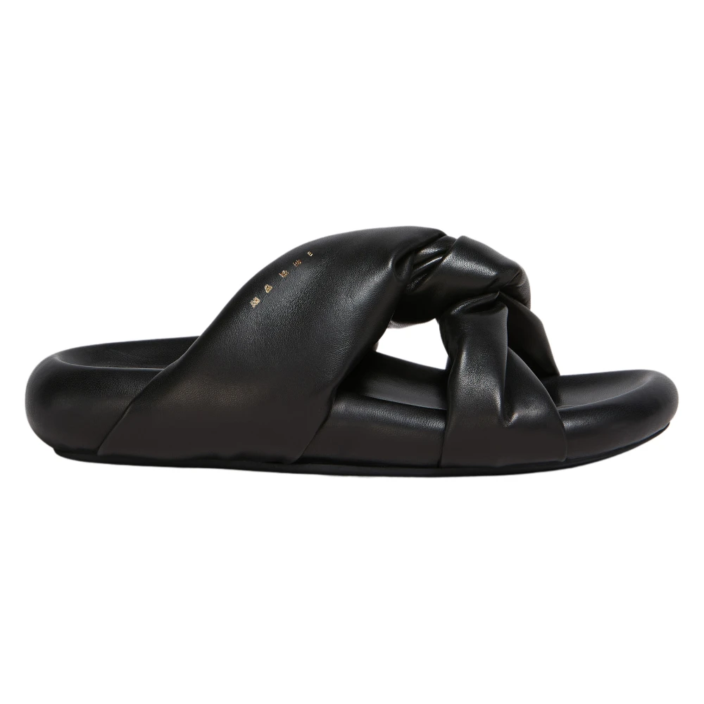 Marni Women's Black Bubble Twisted Top-Strap Leather Sandals