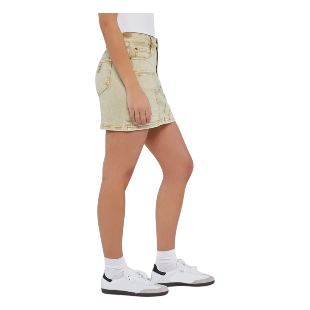 Guess Biologisch Katoen Denim Rok Beige Dames