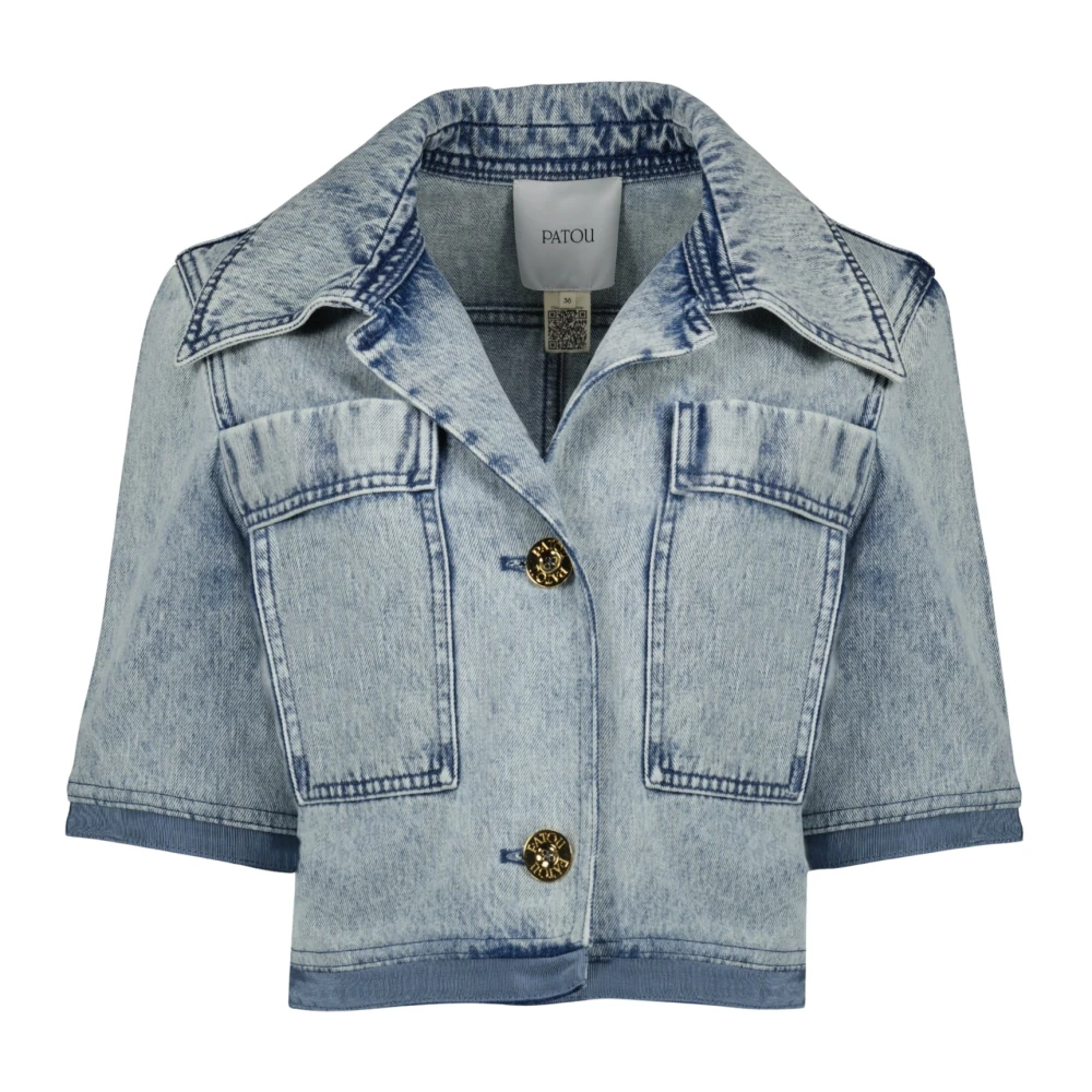Patou Women's Blue Short-Sleeved Cropped Jacket