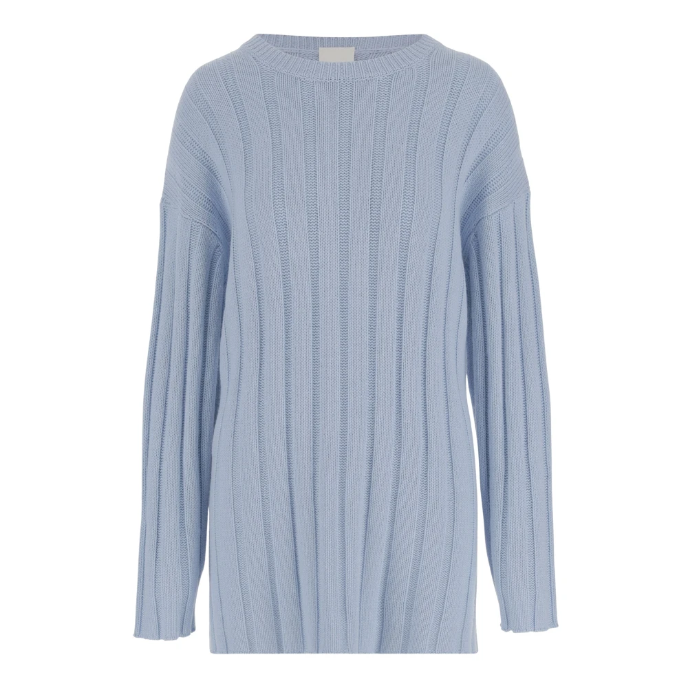 Allude Katoenen Kasjmier Trui met Ronde Hals Blue Dames