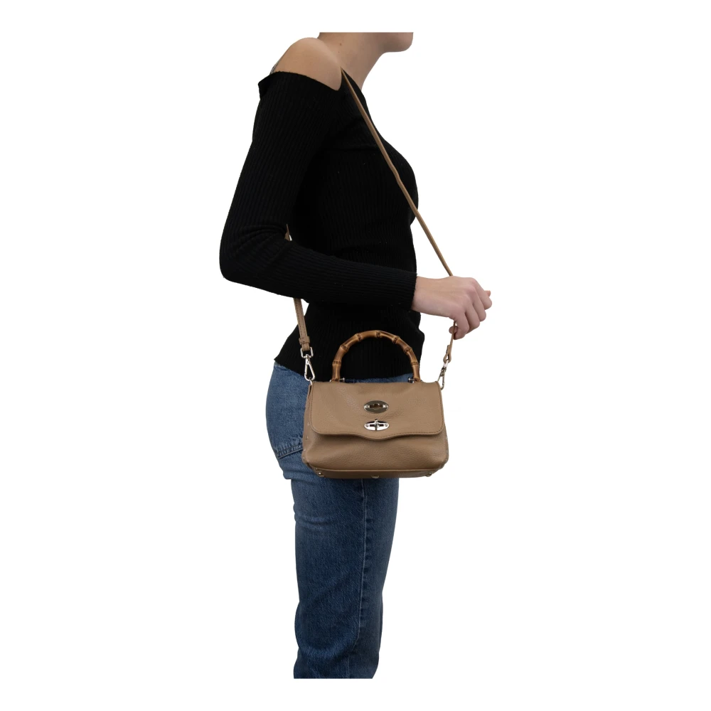 Zanellato Leren schoudertas voor dames Girello Brown Dames