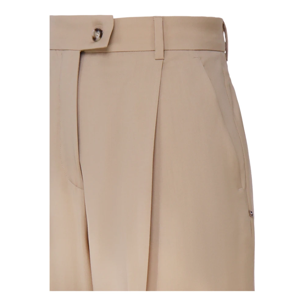 SPORTMAX Beige Wollen Broek Regular Fit Beige Dames