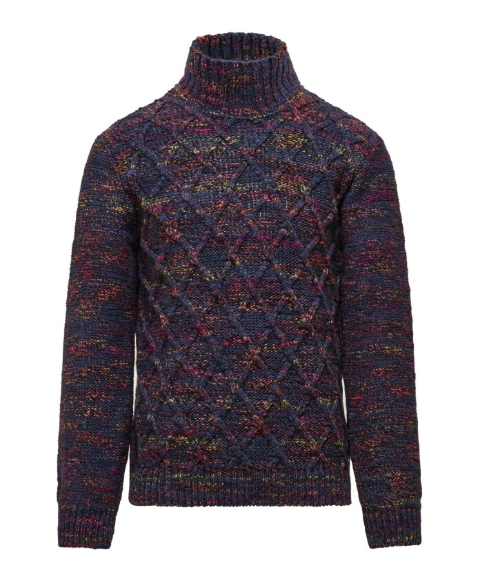 pull-a-col-roule-en-fil-multicolore