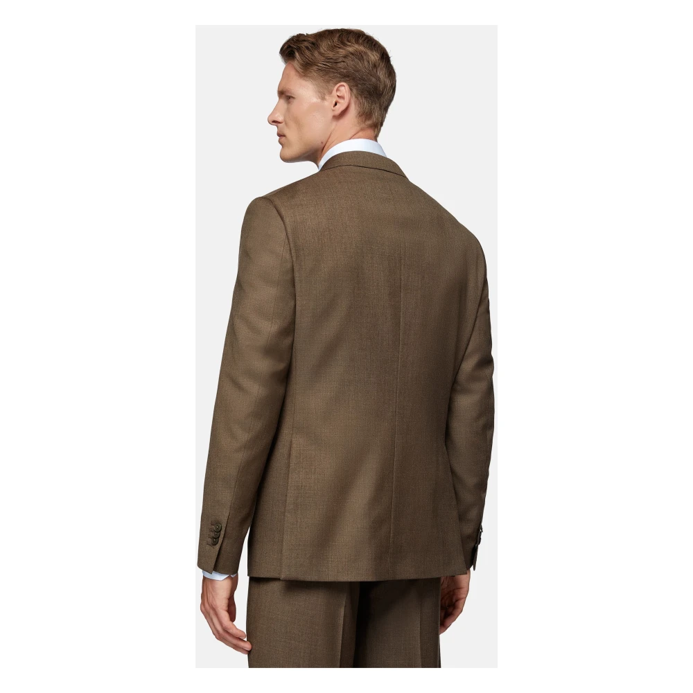 Boggi Milano Melange Wol Polyester Pak Stijl Firenze Brown Heren