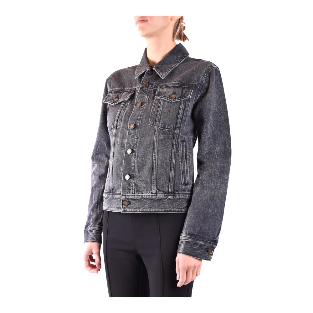 Saint Laurent Denim Blouson Jacket Blue Dames