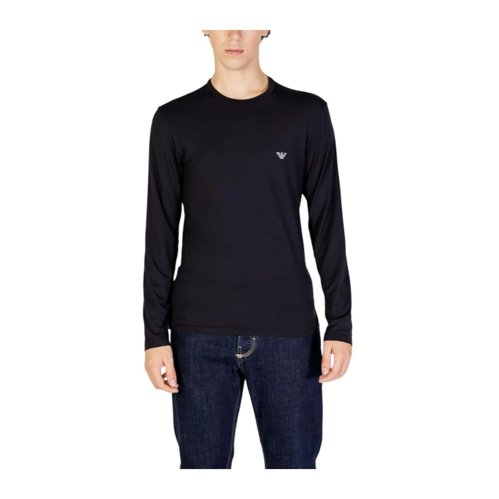 Emporio Armani Zwarte Modal Blend Shirt met Elastaan Black Heren
