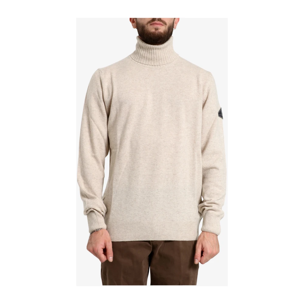 Roy Roger's Wol kasjmier mix trui met patch Beige Heren