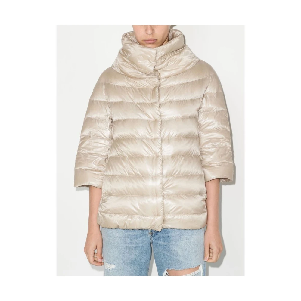 Herno Beige Gewatteerd Hoognek Buitenkleding Beige Dames