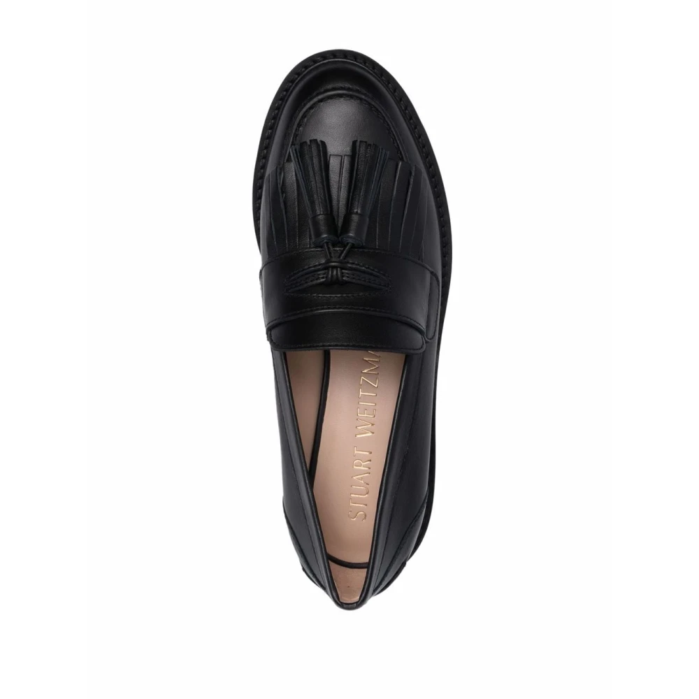 Stuart Weitzman Zwarte Leren Moccasin Loafers voor Dames Black Dames