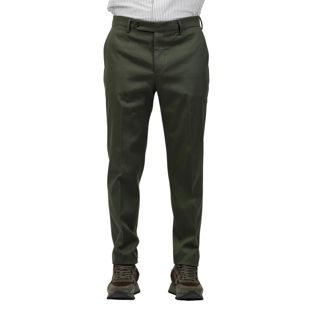 Berwich Relaxed Fit Katoen Stretch Crop Broek Green Heren