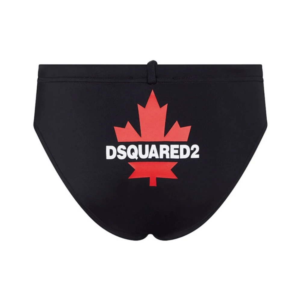 Dsquared2 Maple Leaf Logo Swim Briefs Black Heren