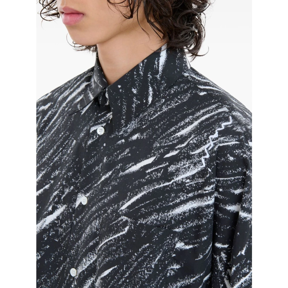Marni Schets-stijl Print Katoenen Poplin Shirt Gray Heren