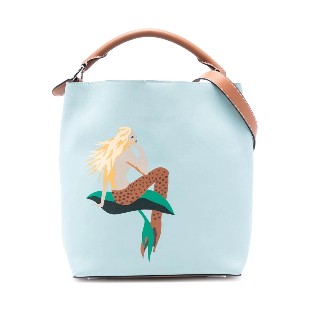Loewe Pre-Owned Women's Blue Pre-Owned Graphic Print Bucket Bag