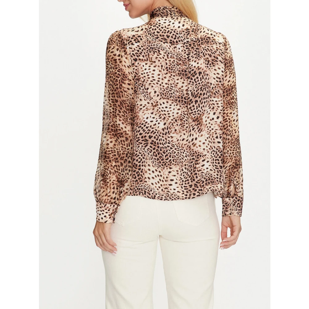 Guess Gevlekte Micro Cheetah Print Shirt Multicolor Dames