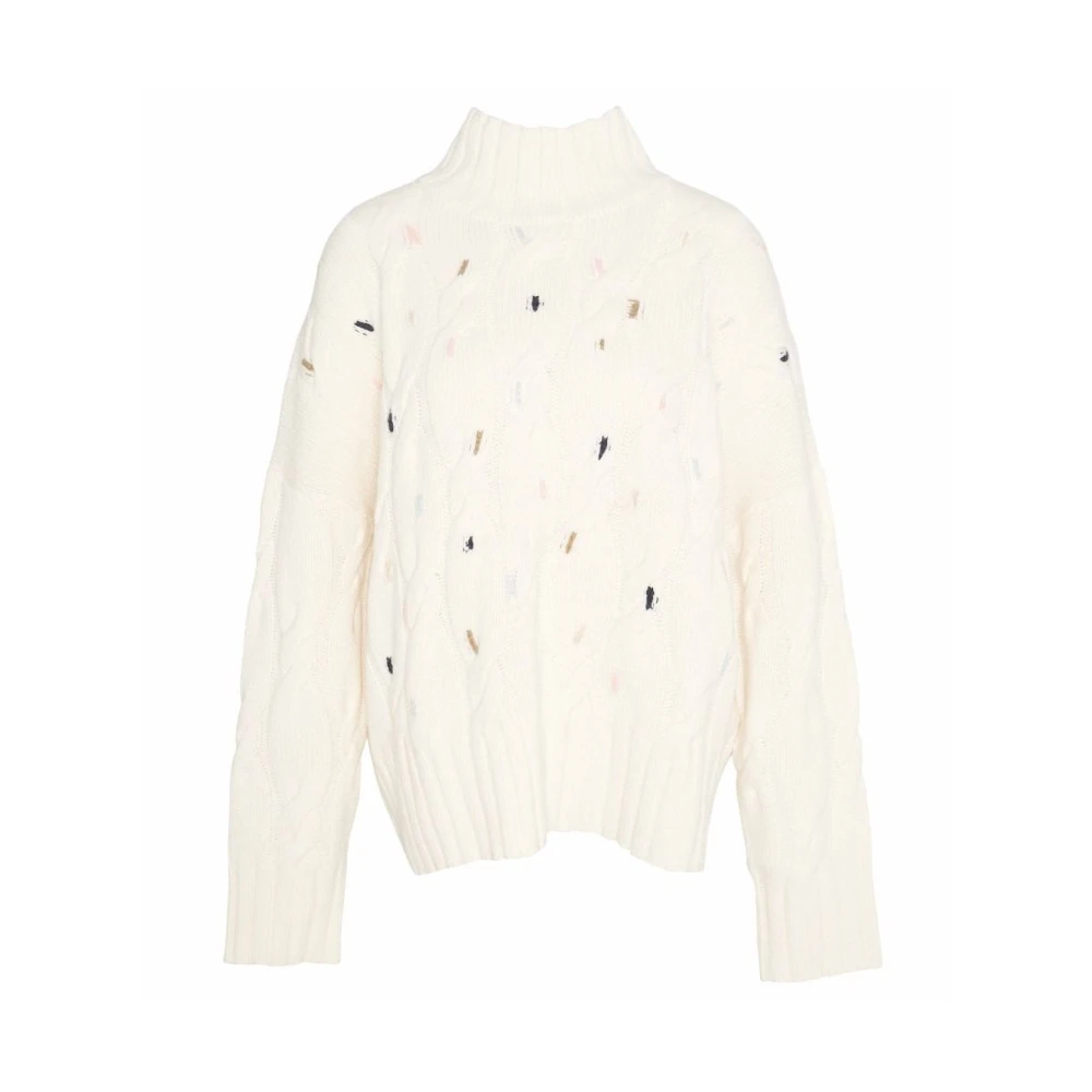 Barbour Vit Stickad Oversized Tröja White, Dam