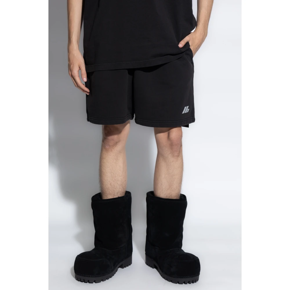 Balenciaga Katoenen shorts met gedrukt logo Black Heren