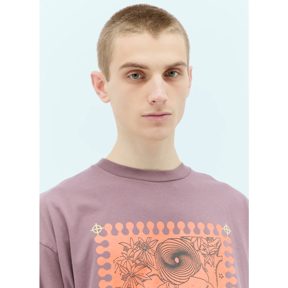 Brain Dead Grafische Print Longsleeve T-shirt Purple Heren