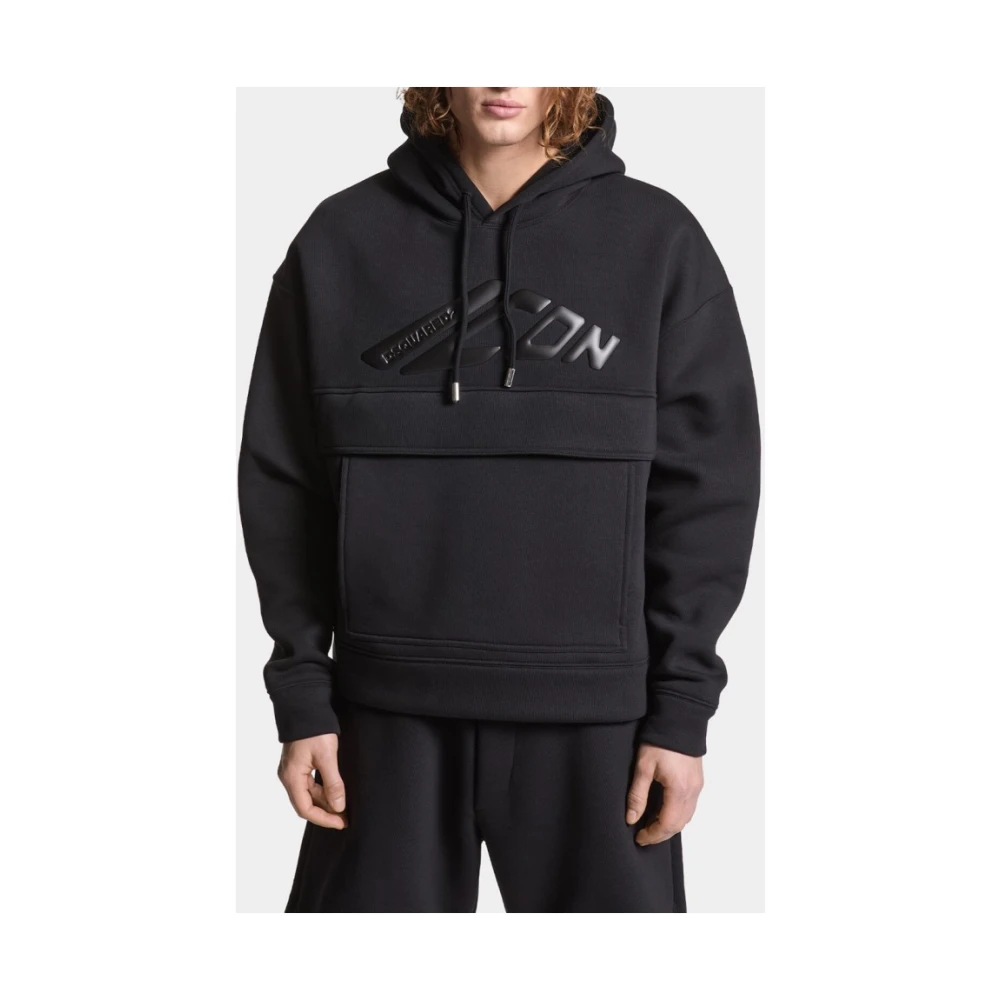 Dsquared2 Icon Loose Fit Hoodie met Kangoeroezak Black Heren