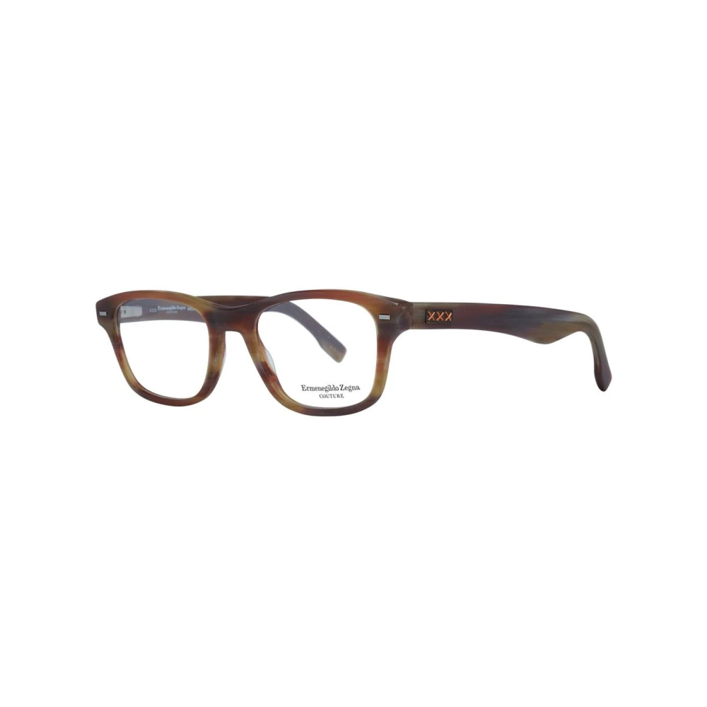Ermenegildo Zegna Bruine Rechthoekige Optische Monturen met Merkhoes Brown Heren