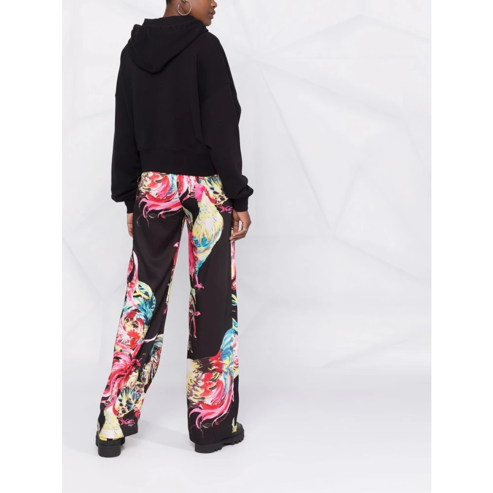 Msgm Zwart Logo Print Hoodie Black Dames