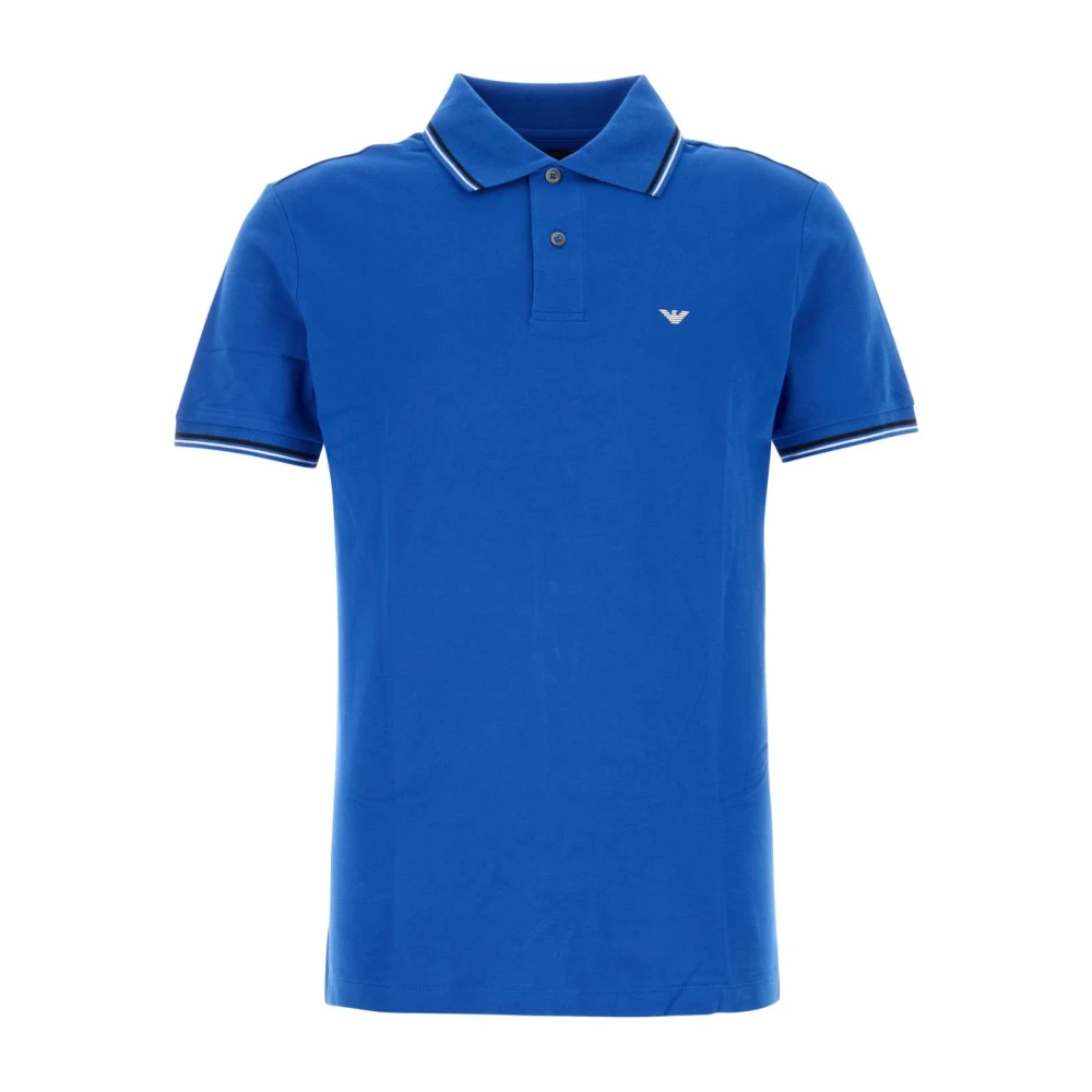 Emporio Armani Blauw Stretch Katoen Polo Shirt Blue Heren
