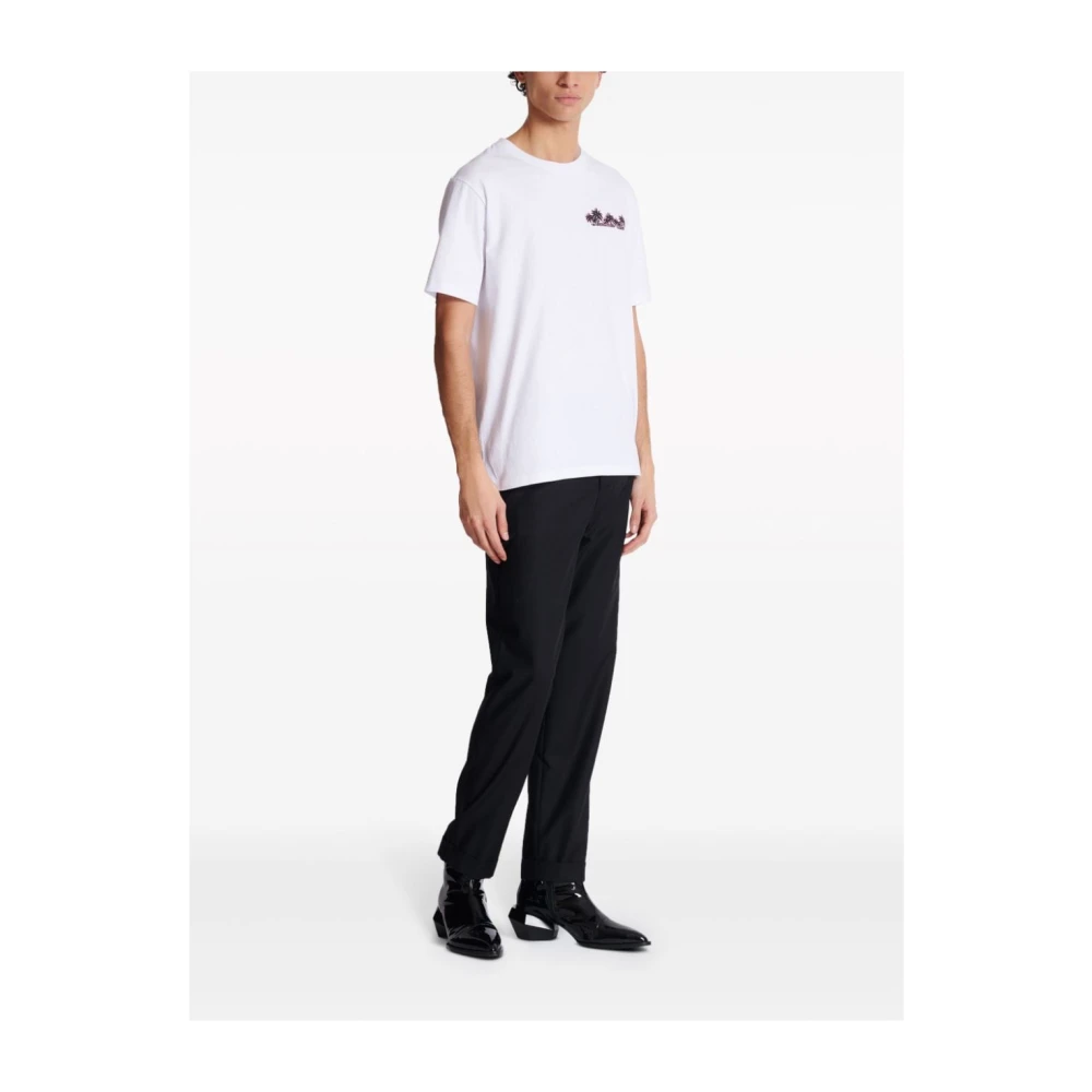 Balmain Palmboom Logo Print T-shirt White Heren