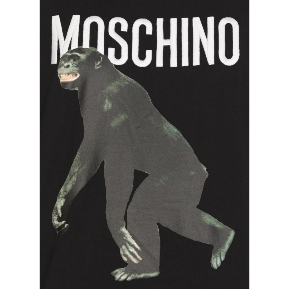 Moschino Zwart T-shirt met Ronde hals en Print Black Heren