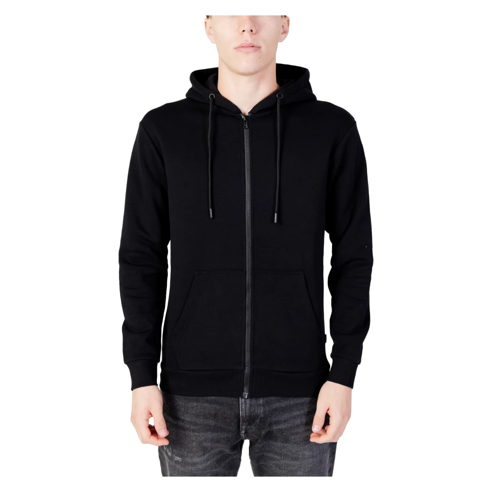 Jack & Jones Men's Black Zip-Throughs,, Zip Hoodie Extra Small