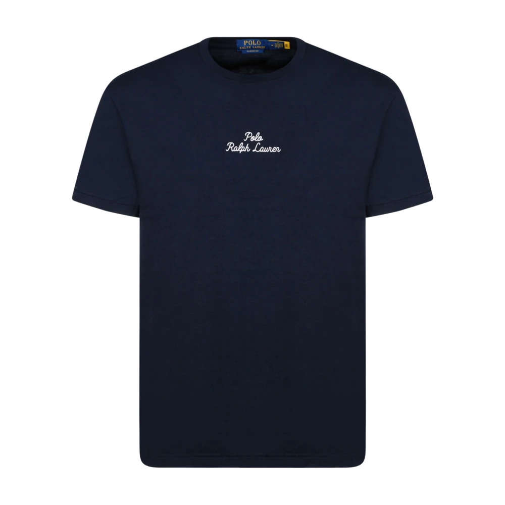 Ralph Lauren Blauw Katoenen T-shirt met Witte Tekst Blue Heren