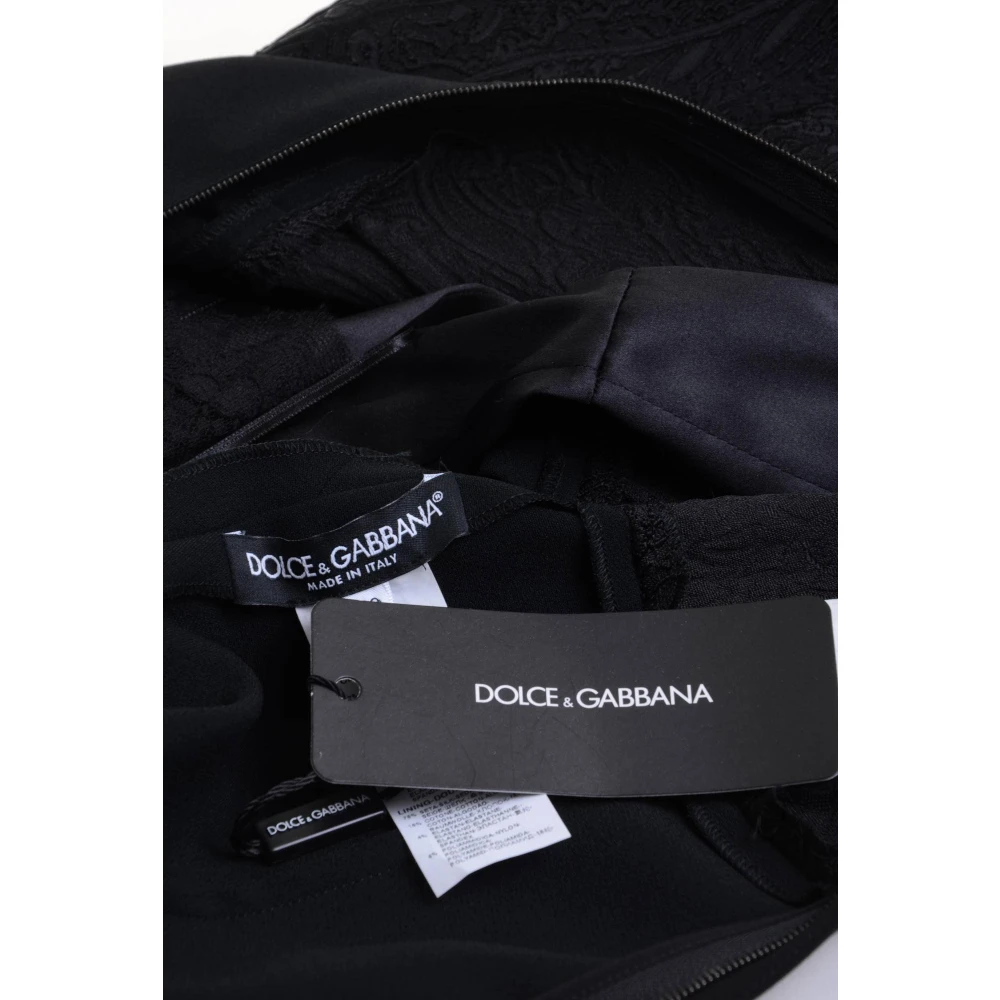 Dolce & Gabbana Elegante Lange Kant Jurk voor Vrouwen Black Dames