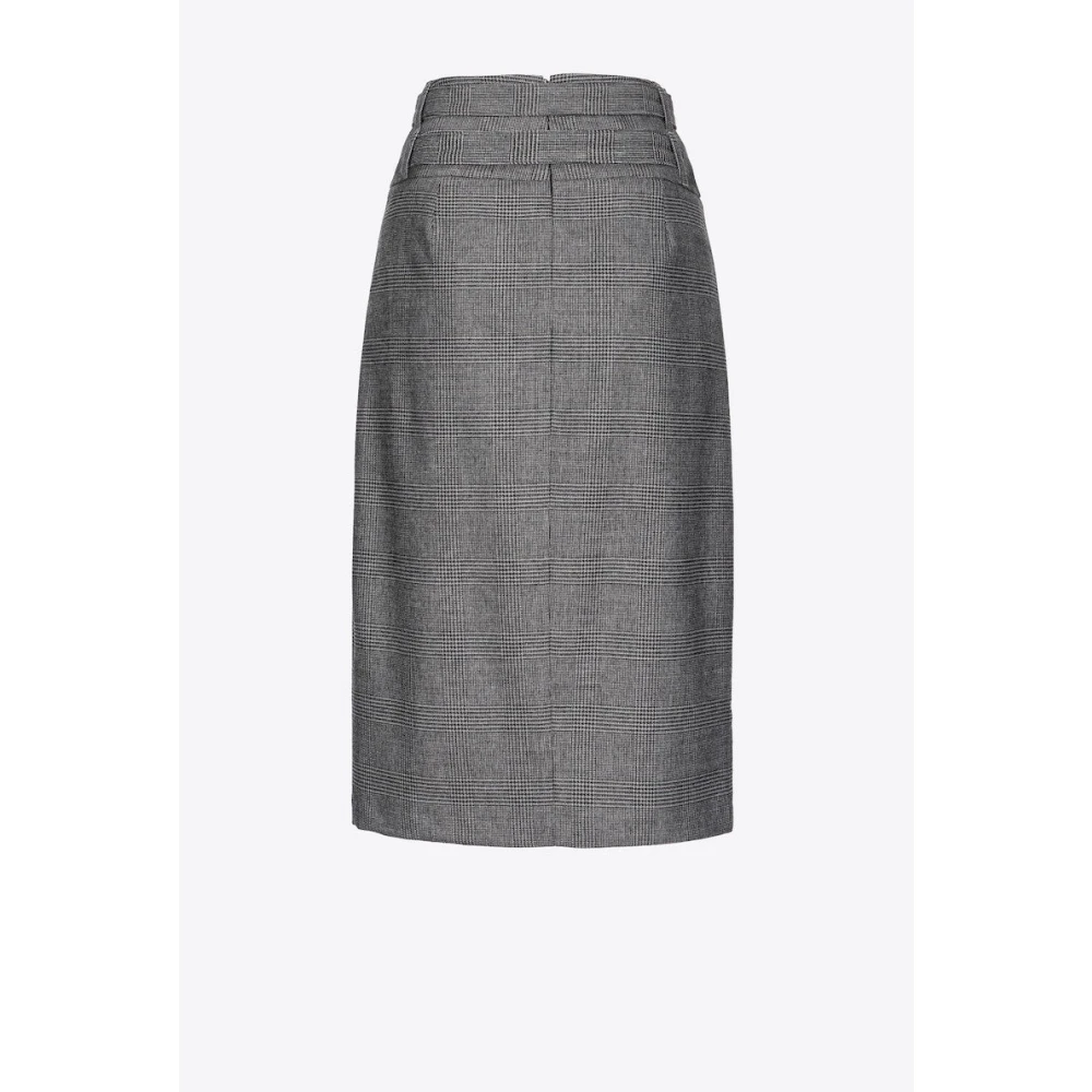 pinko Prince of Wales Ruit Wolmix Midi Rok Gray Dames