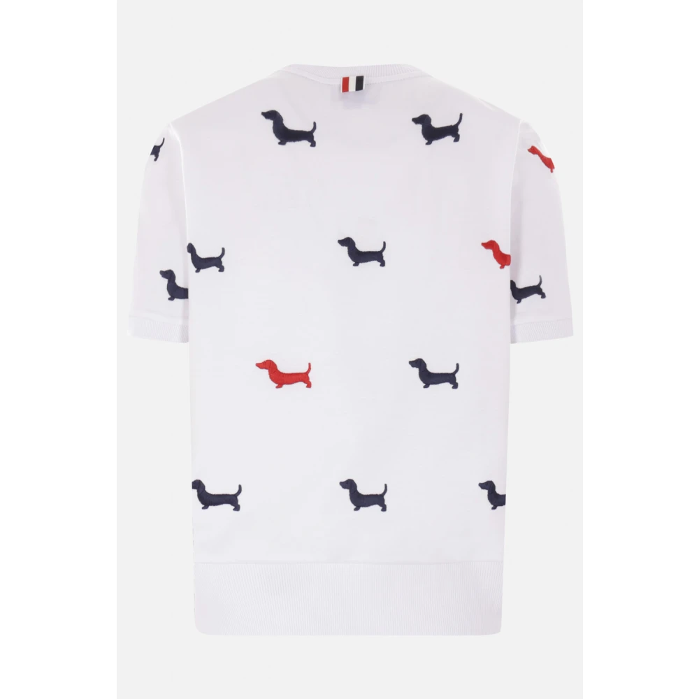 Thom Browne Witte Katoenen T-shirt met Hector Borduurwerk White Dames