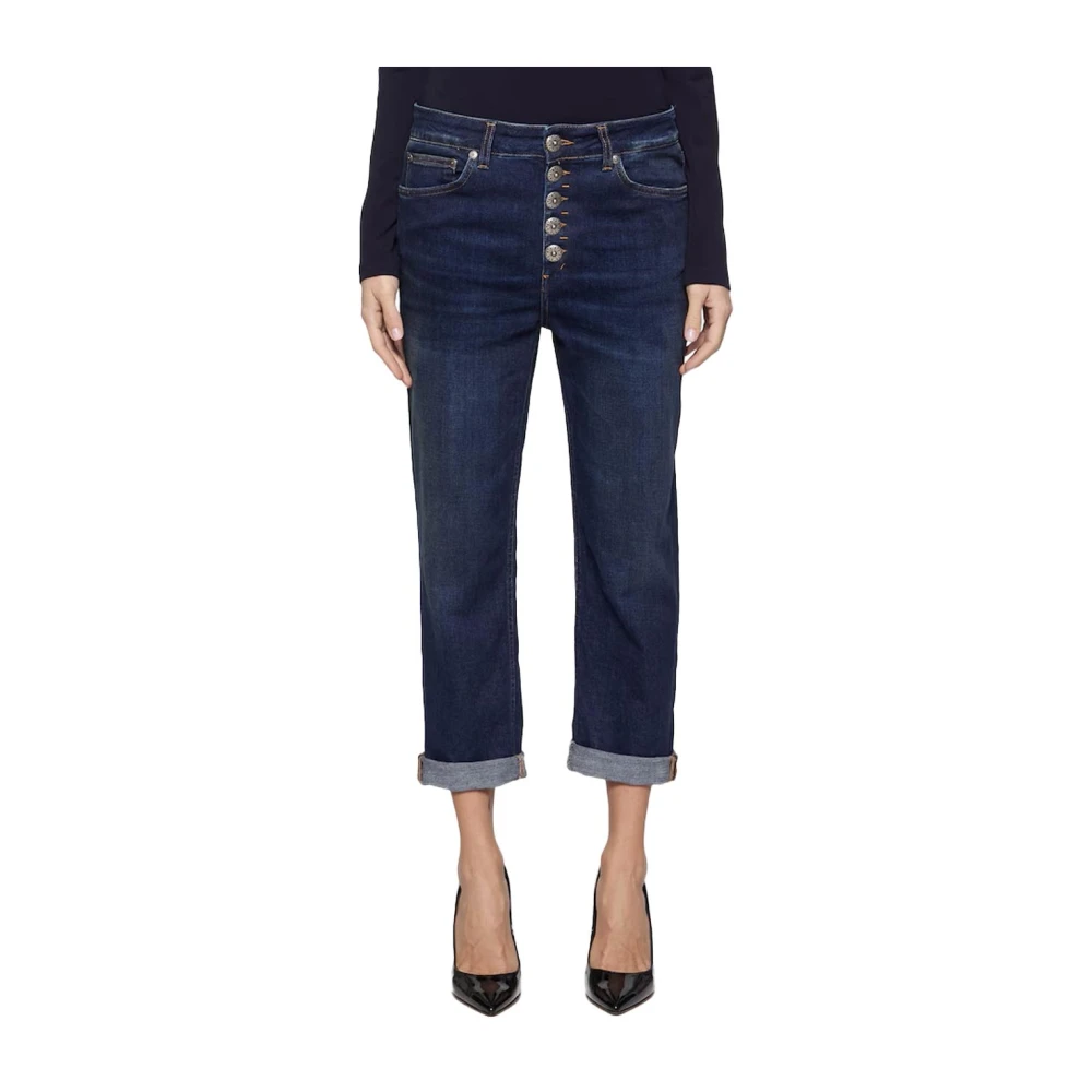 Dondup Blauwe Denim Knoopsluiting Jeans Blue Dames