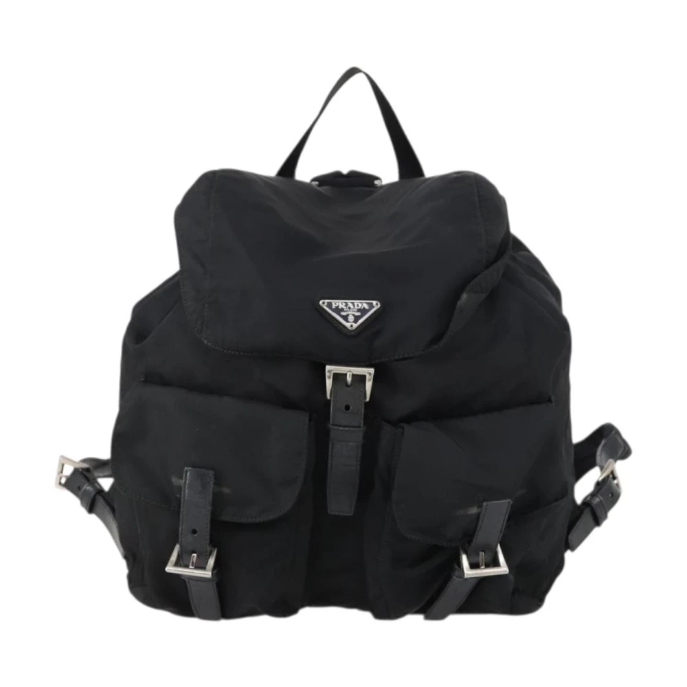 Prada Vintage Women's Black Pre-Owned Vintage Nylon Backpack