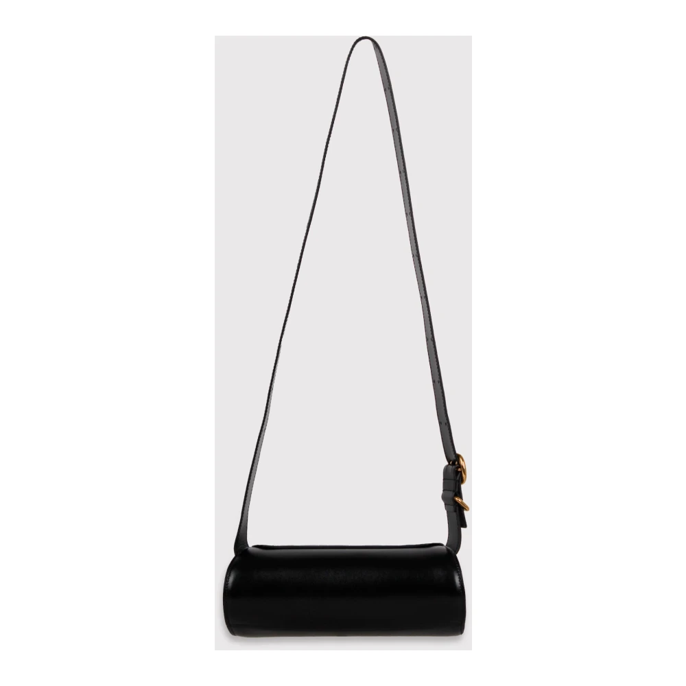 Jil Sander Mini Cannolo Logo Print Schoudertas Black Dames