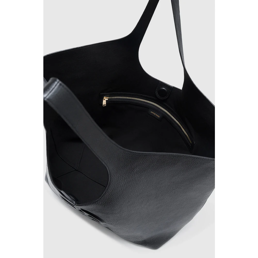 Anine Bing Zwarte Pebbled Tote Tas Black Dames