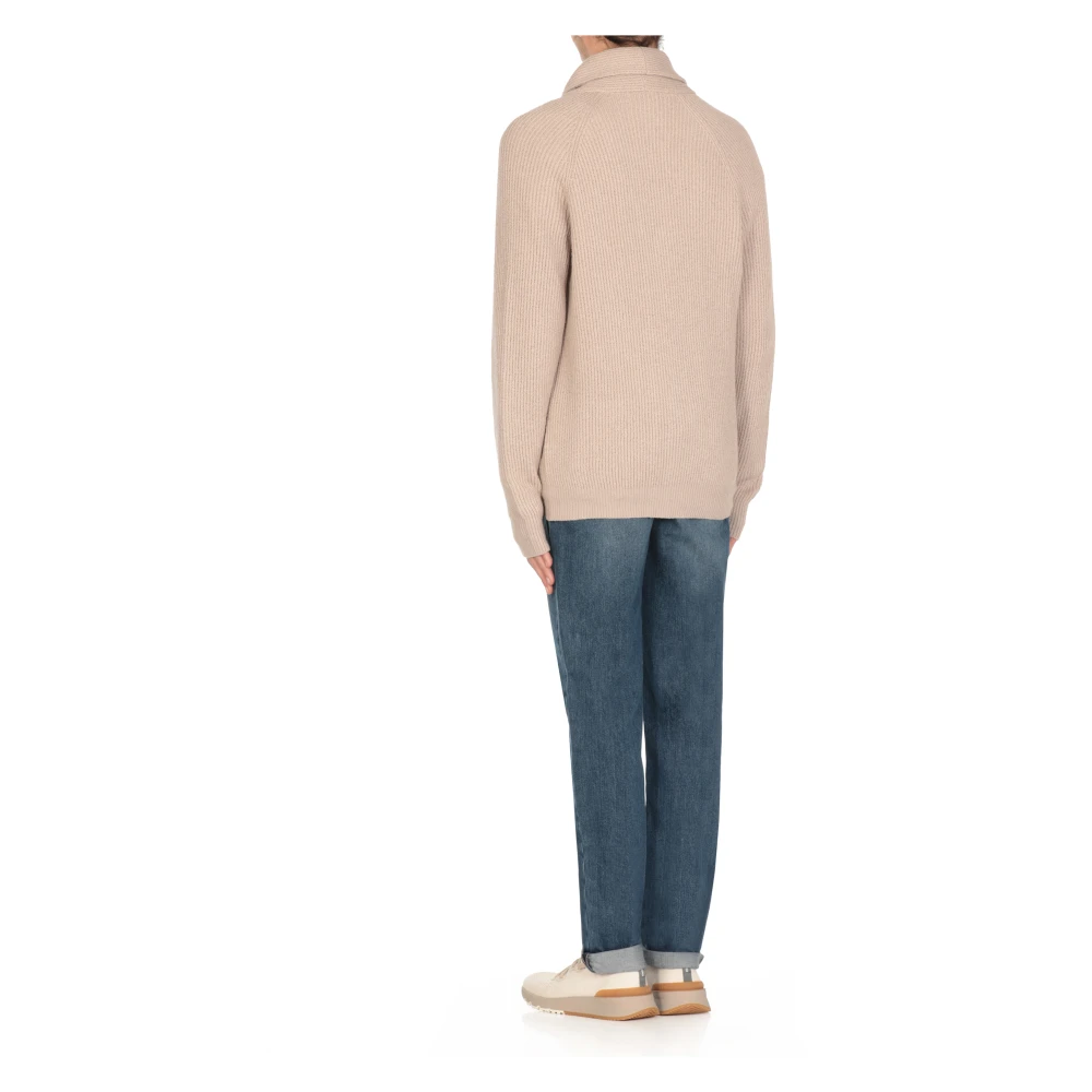 BRUNELLO CUCINELLI Beige Katoenen Gebreide Vest Sweater Beige Heren