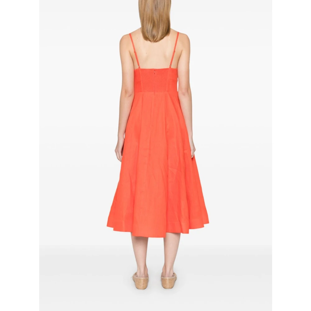 Zimmermann Rode Linnen Uitlopende Jurk met Strikdetails Red Dames