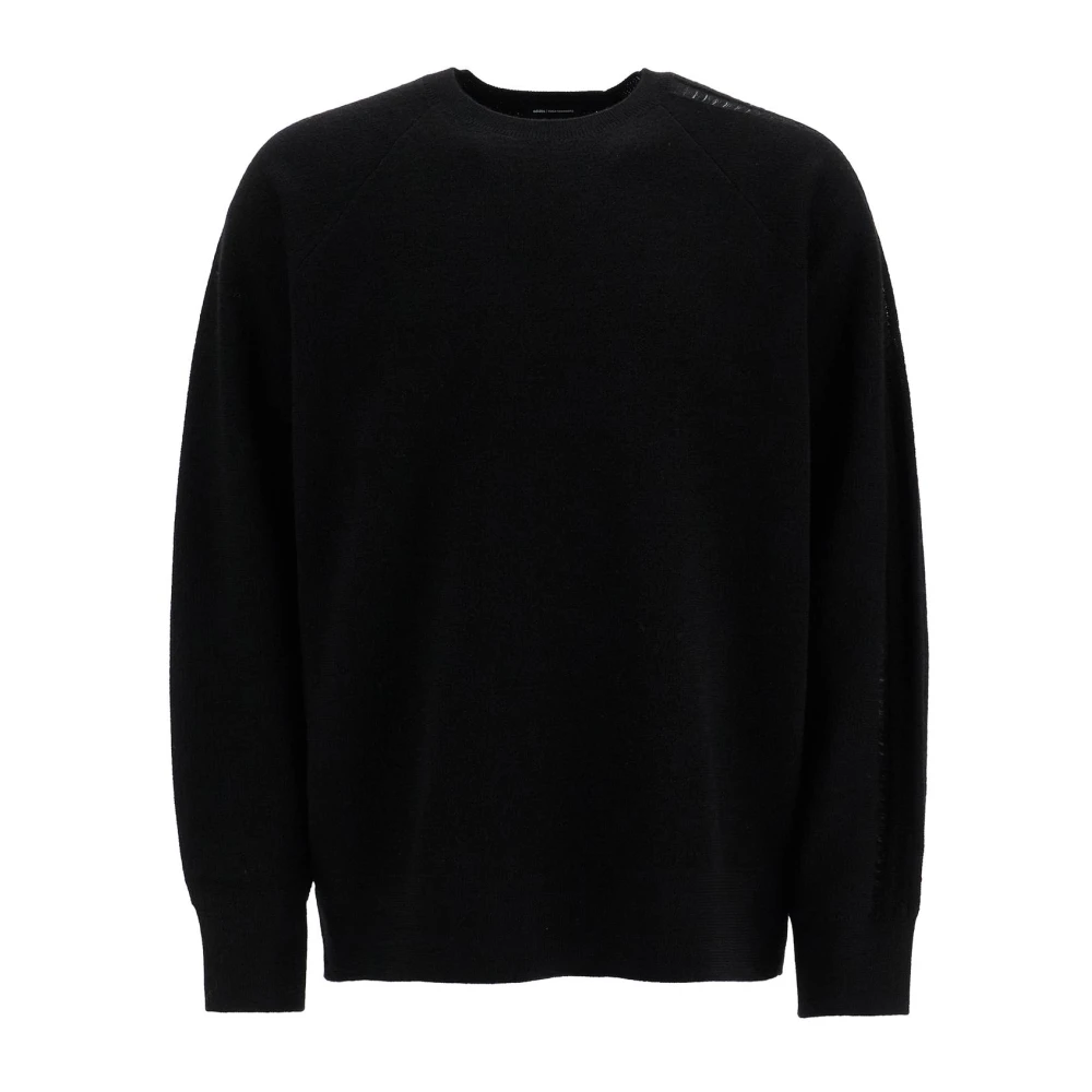 Y-3 Gestreepte wollen crewneck trui Black Heren