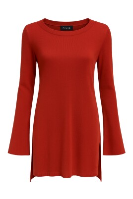pull-rouge-corail-manche-evasee