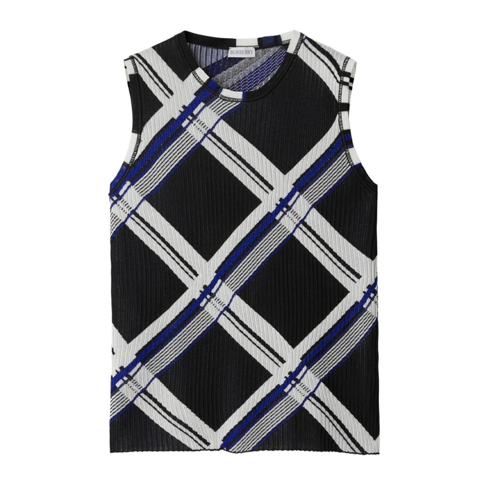Burberry Multicolor Plaid Knit Sleeveless Top
