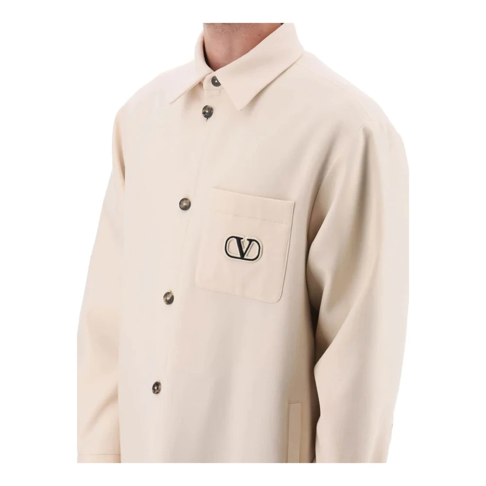 Valentino Garavani Wollen jack met Vlogo-patch Beige Heren