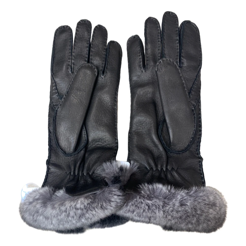 Restelli Guanti Zwarte Berg Hertenleren Handschoen Black Unisex