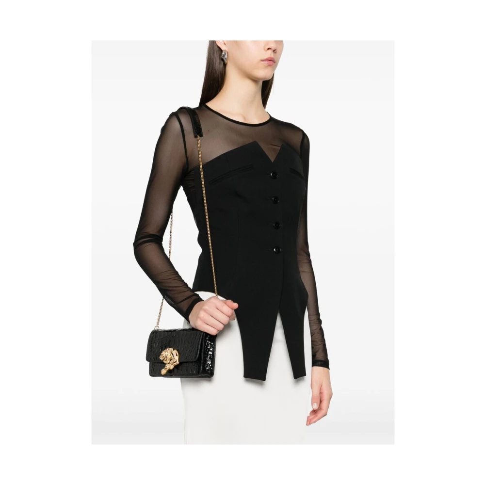Roberto Cavalli Foldover Schoudertas met Ketting Black Dames