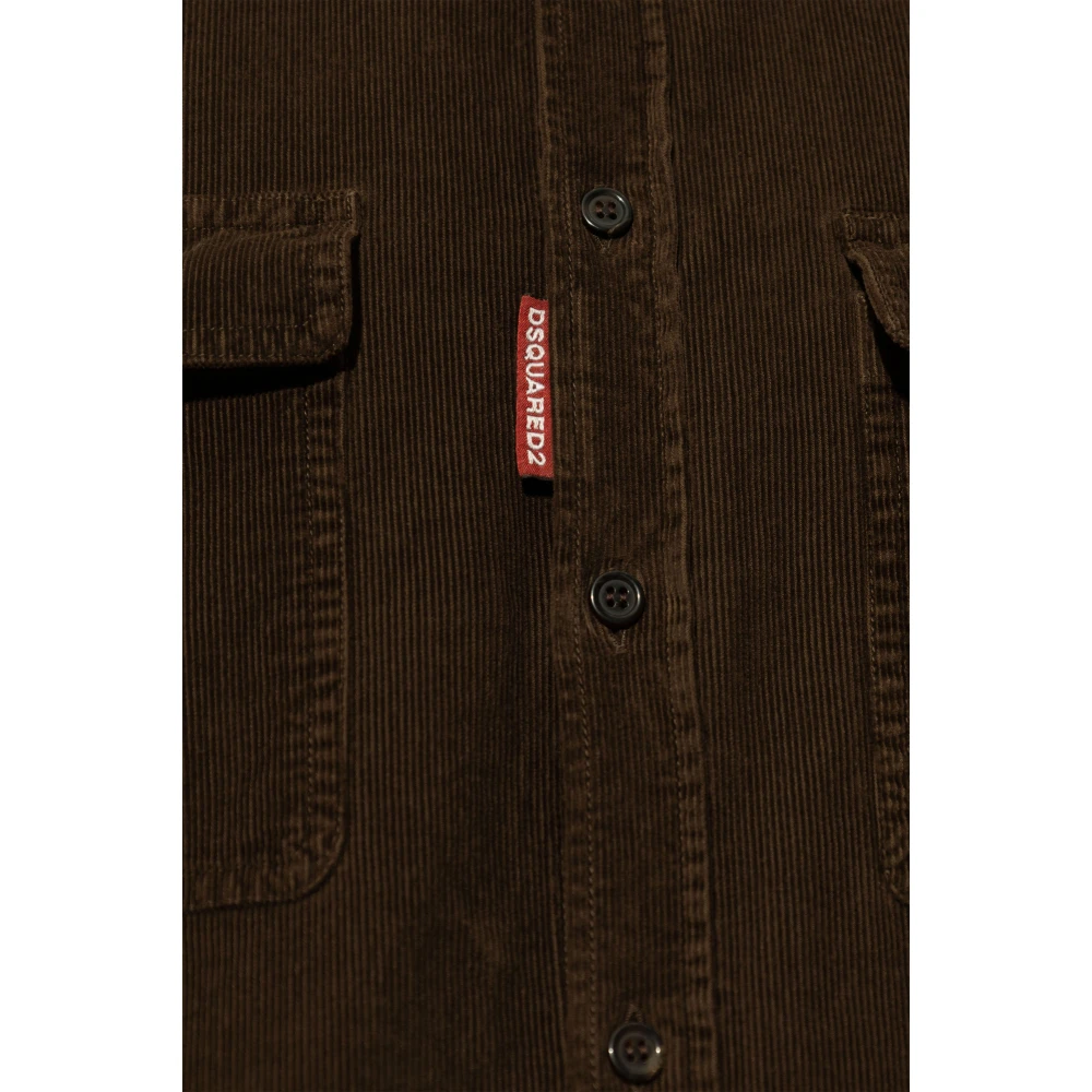 Dsquared2 Ribfluwelen overhemd Brown Heren