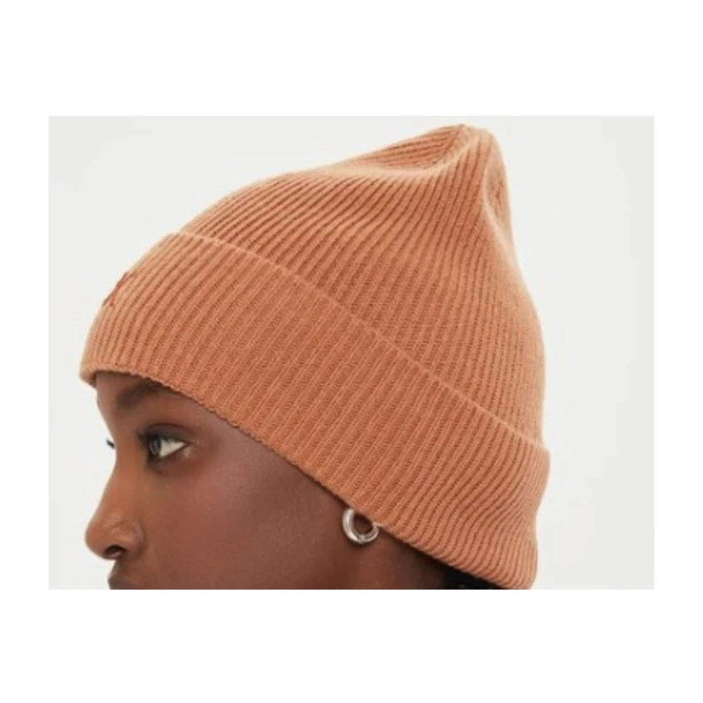 Calvin Klein Geborduurde Fijne Rib Beanie Muts Brown Dames
