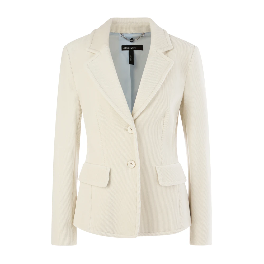 Marc Cain Ribfluwelen blazer met elegante twist White Dames