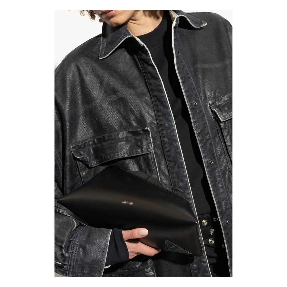 The Attico Leren Clutch Tas Black Dames
